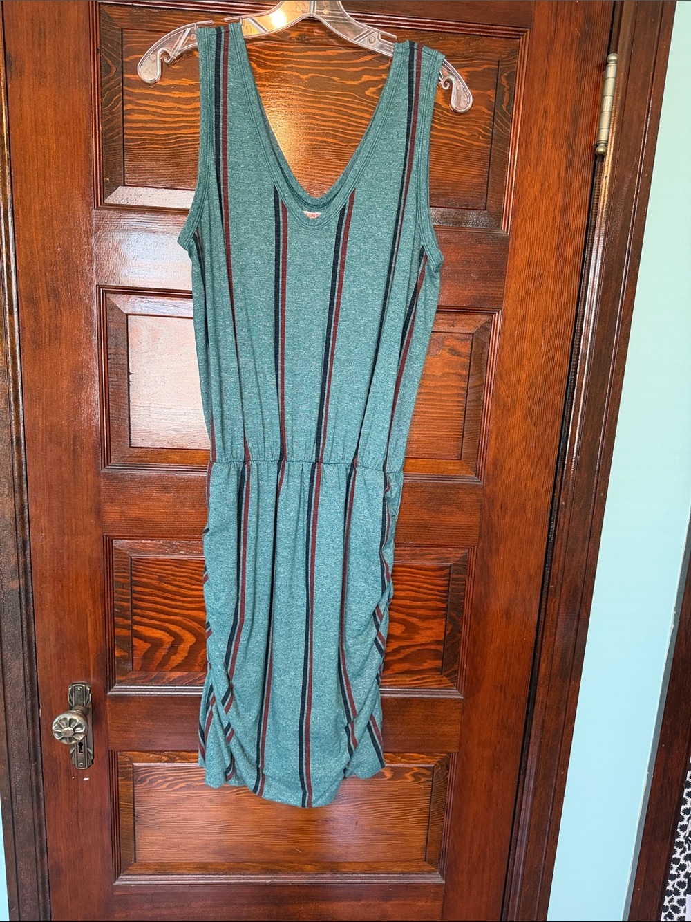 Sundry Sleeveless Teal Stripe Casual Dress